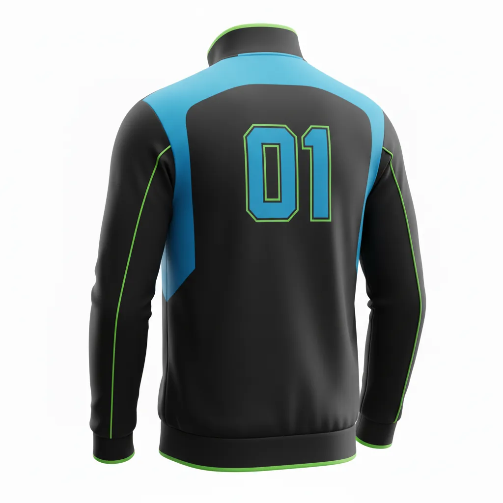 Custom Esports Track Jacket - Blue, Green - All Blacks Electric Neon - Back View - Kinexa Sportswear