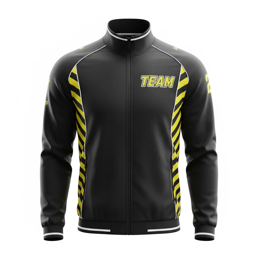 Custom Esports Track Jacket - Yellow, White - All Blacks Electric - Front View - Kinexa Sportswear