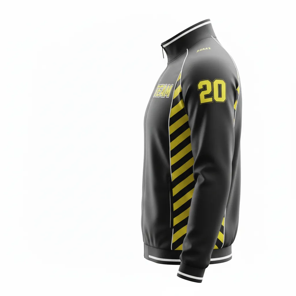 Custom Esports Track Jacket - Yellow, White - All Blacks Electric - Side View - Kinexa Sportswear
