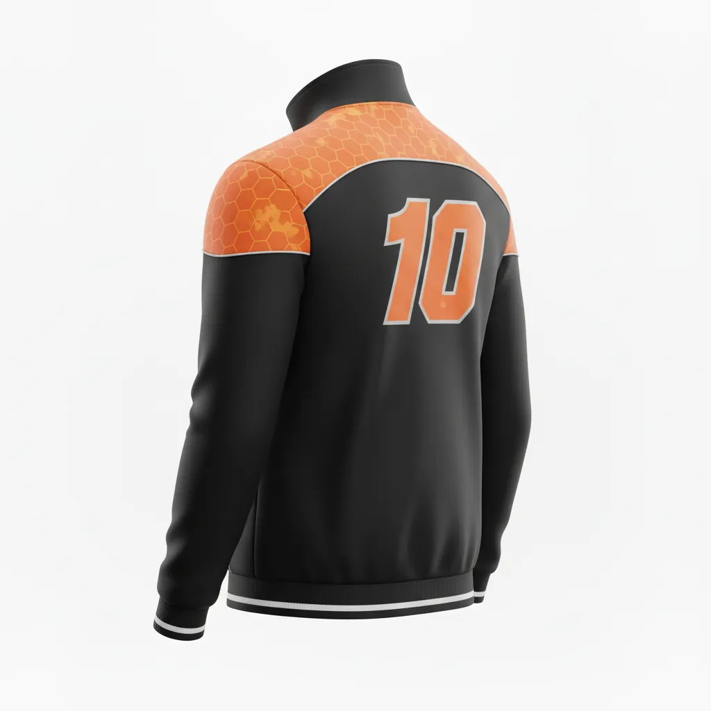 Custom Esports Track Jacket - Orange, Silver - All Blacks Flame - Back View - Kinexa Sportswear