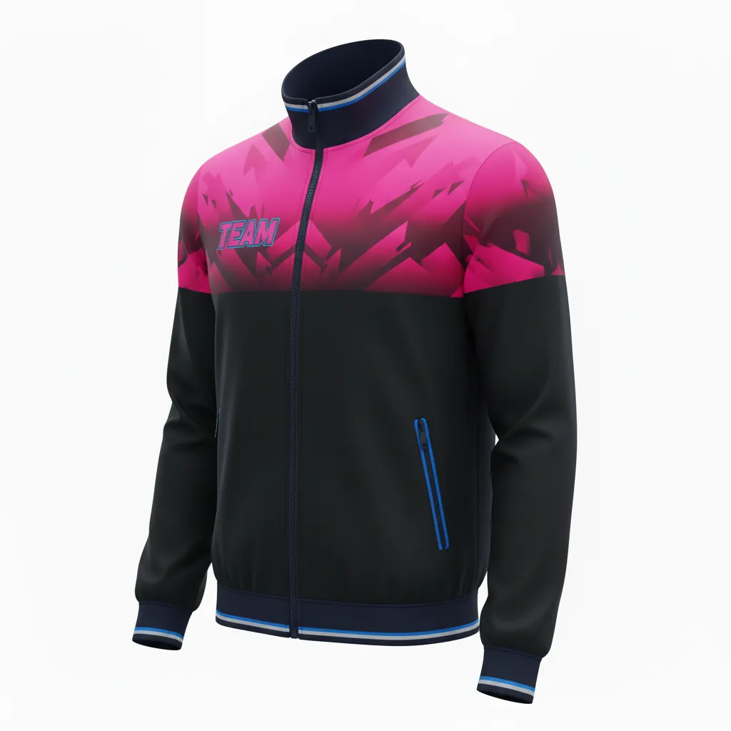Custom Esports Track Jacket - Pink, Blue - All Blacks Hot Electric - Side View - Kinexa Sportswear