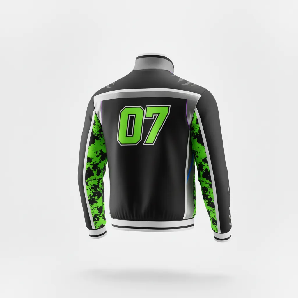 Custom Esports Track Jacket - Green, White - All Blacks Neon - Back View - Kinexa Sportswear