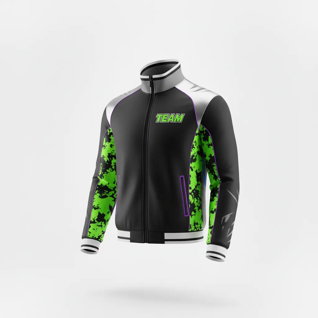 Custom Esports Track Jacket - Green, White - All Blacks Neon - Side View - Kinexa Sportswear