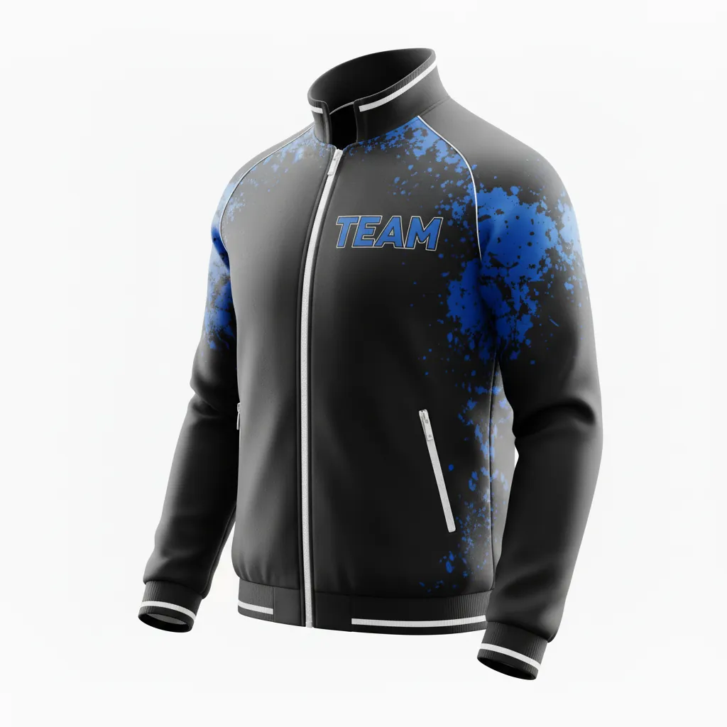 Custom Esports Track Jacket - Blue, White - All Blacks Royal - Front View - Kinexa Sportswear