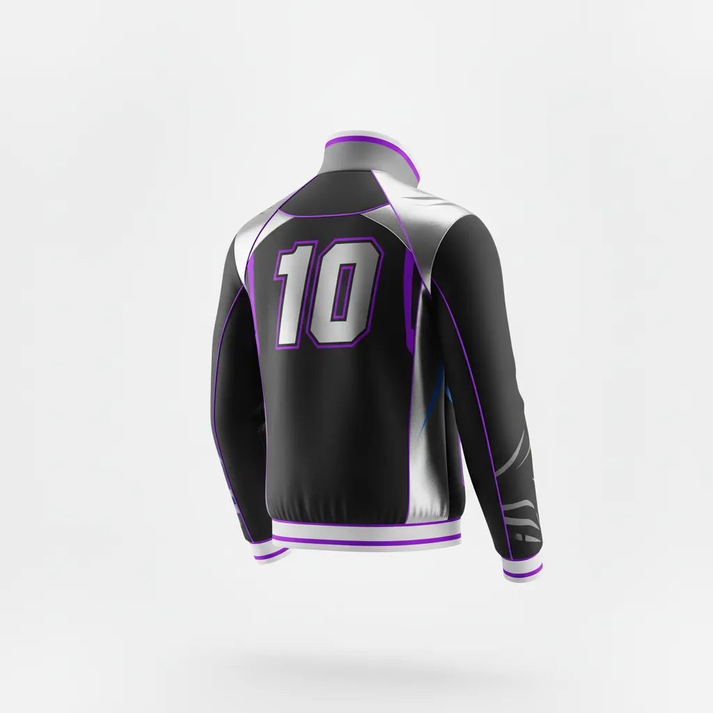 Custom Esports Track Jacket - Silver, Purple - All Blacks Cyber - Back View - Kinexa Sportswear