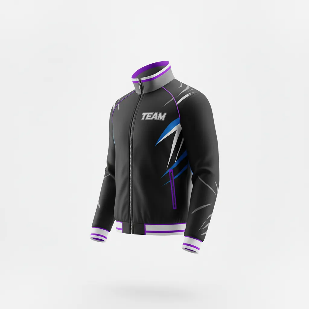 Custom Esports Track Jacket - Silver, Purple - All Blacks Cyber - Side View - Kinexa Sportswear