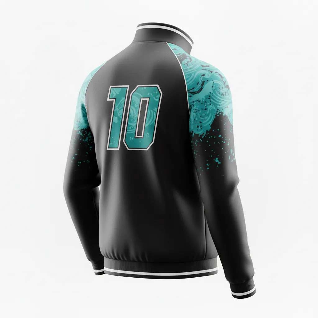 Custom Esports Track Jacket - Teal, White - All Blacks - Back View - Kinexa Sportswear