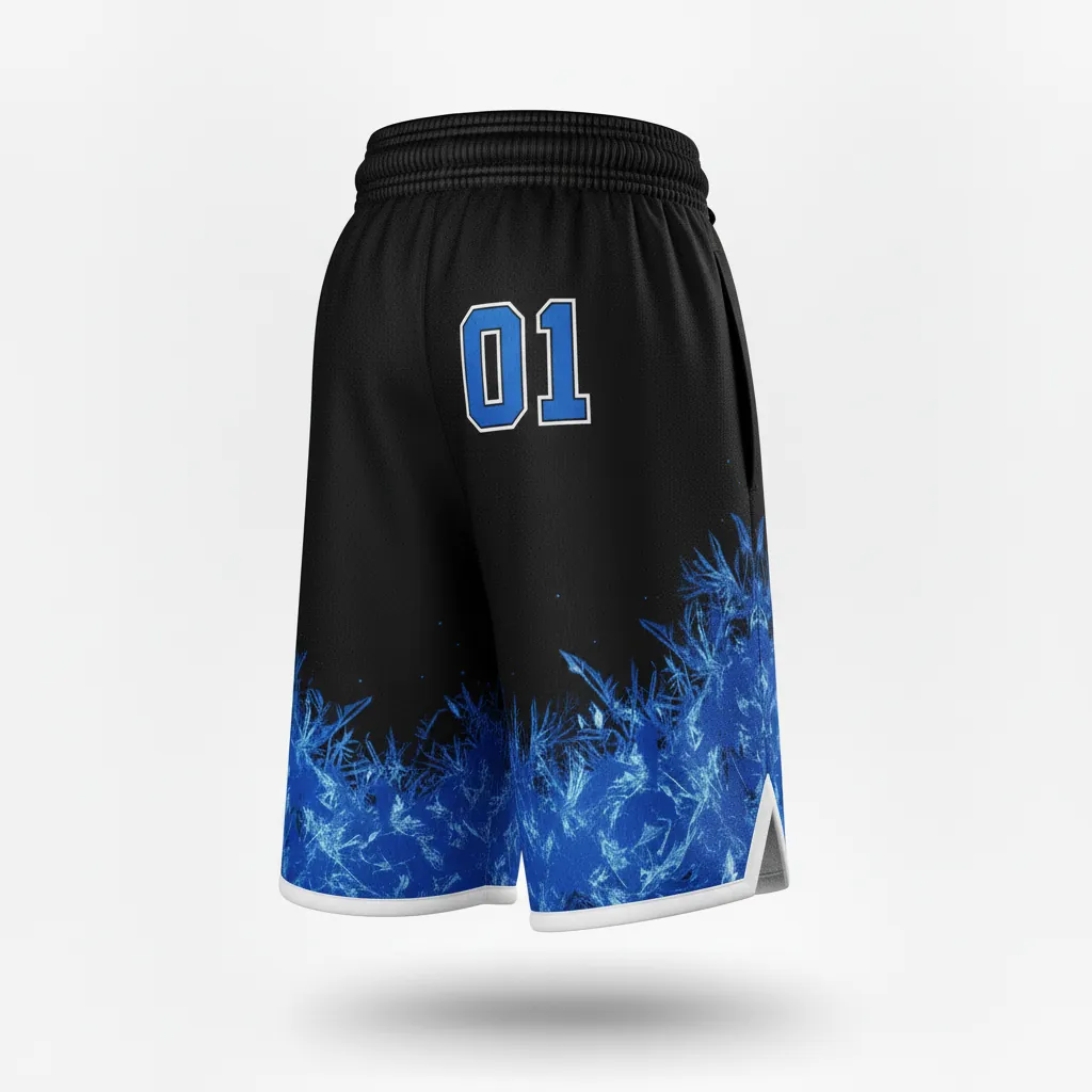 Custom Esports Training Shorts - Blue, White - Perf All Blacks Royal - Back View - Kinexa Sportswear