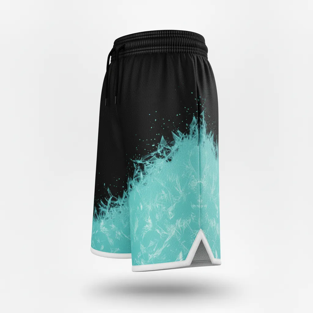 Custom Esports Training Shorts - Teal, White - Perf All Blacks - Side View - Kinexa Sportswear