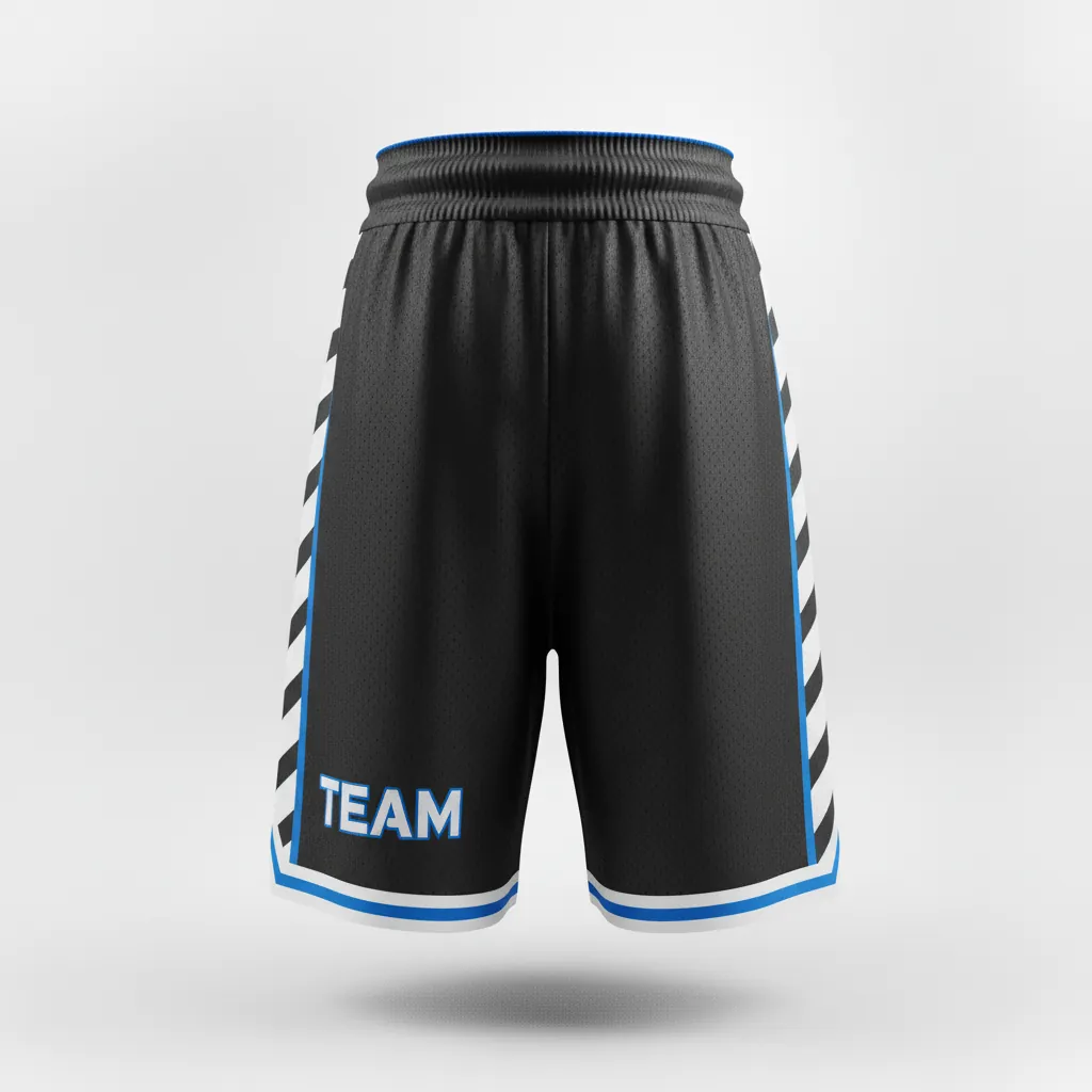 Custom Esports Training Shorts - White, Blue - Perf All Blacks Electric - Front View - Kinexa Sportswear