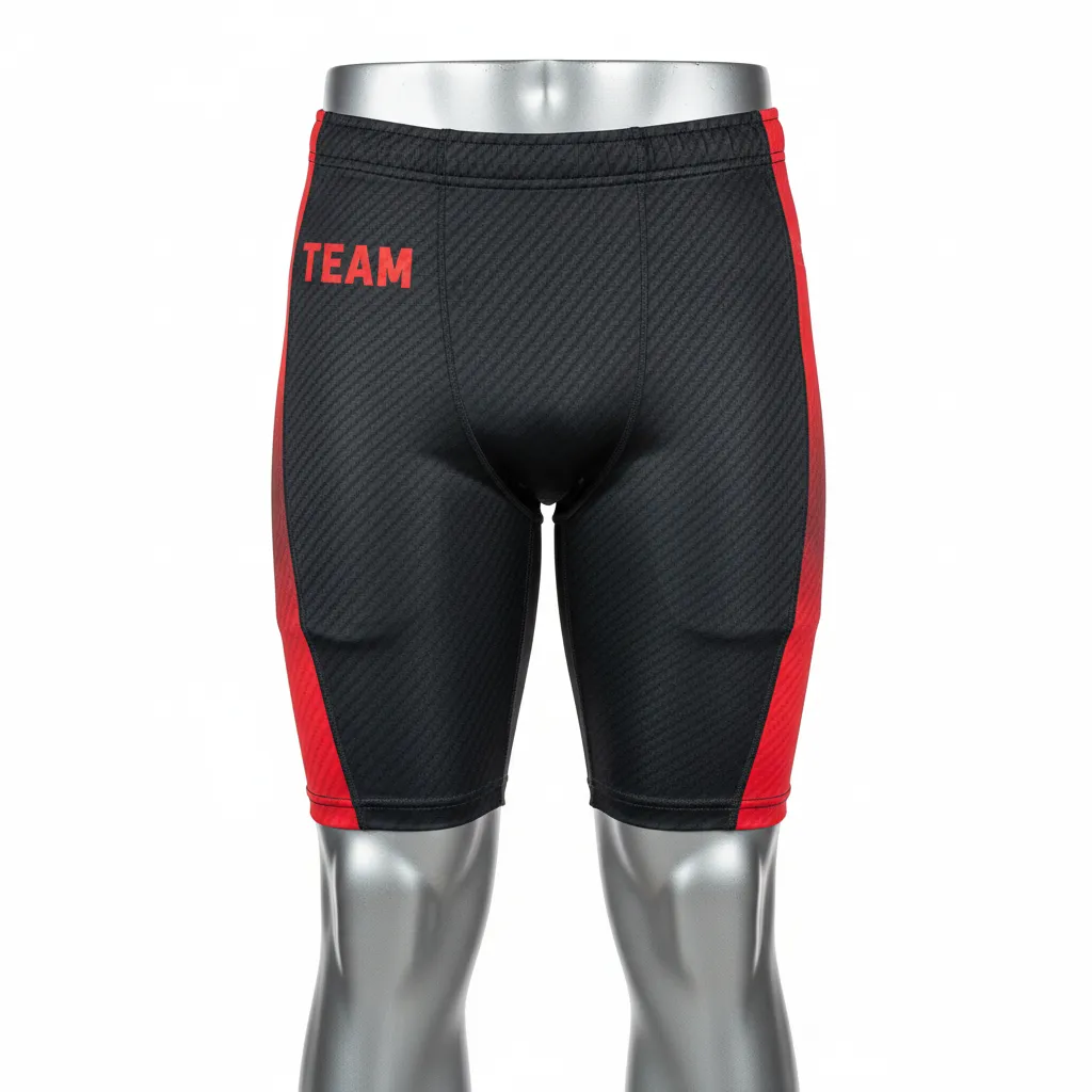 Custom Flag Football 7v7 Compression Shorts - Black, Red - Carbon - Front View - Kinexa Sportswear