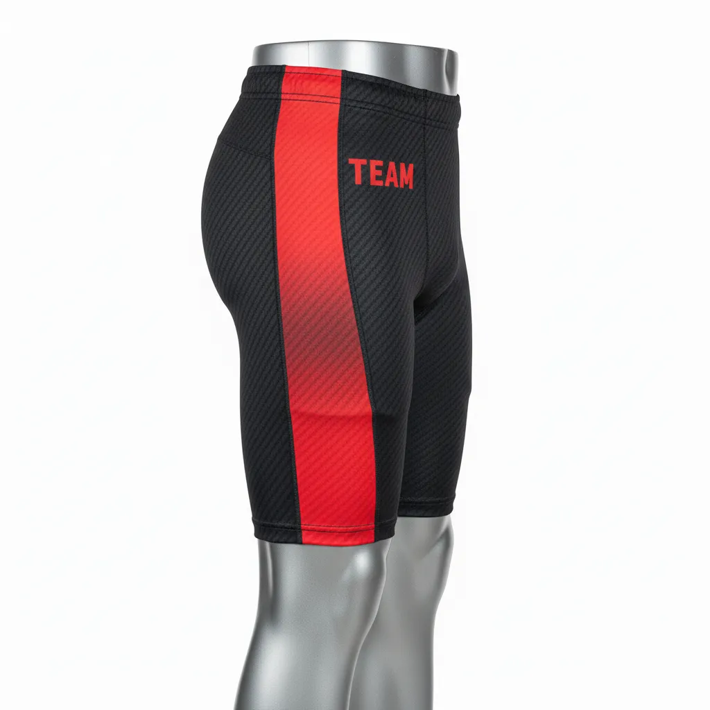Custom Flag Football 7v7 Compression Shorts - Black, Red - Carbon - Side View - Kinexa Sportswear