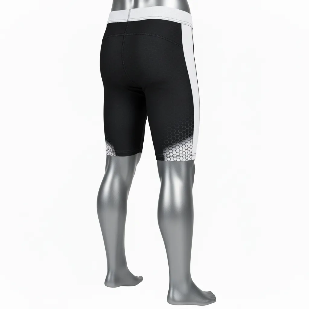Custom Flag Football 7v7 Compression Shorts - Black, White - Hexagon - Back View - Kinexa Sportswear