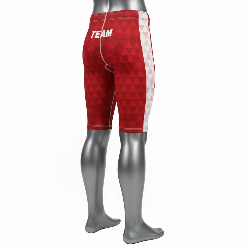 Custom Flag Football 7v7 Compression Shorts - White - Cardinal Triangle - Back View - Kinexa Sportswear
