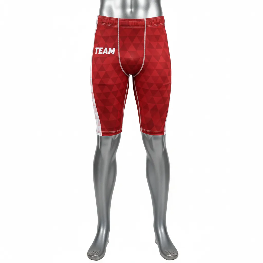Custom Flag Football 7v7 Compression Shorts - White - Cardinal Triangle - Front View - Kinexa Sportswear