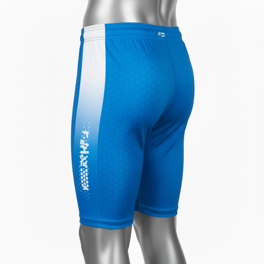 Custom Flag Football 7v7 Compression Shorts - Blue, White - Columbia Carbon - Back View - Kinexa Sportswear