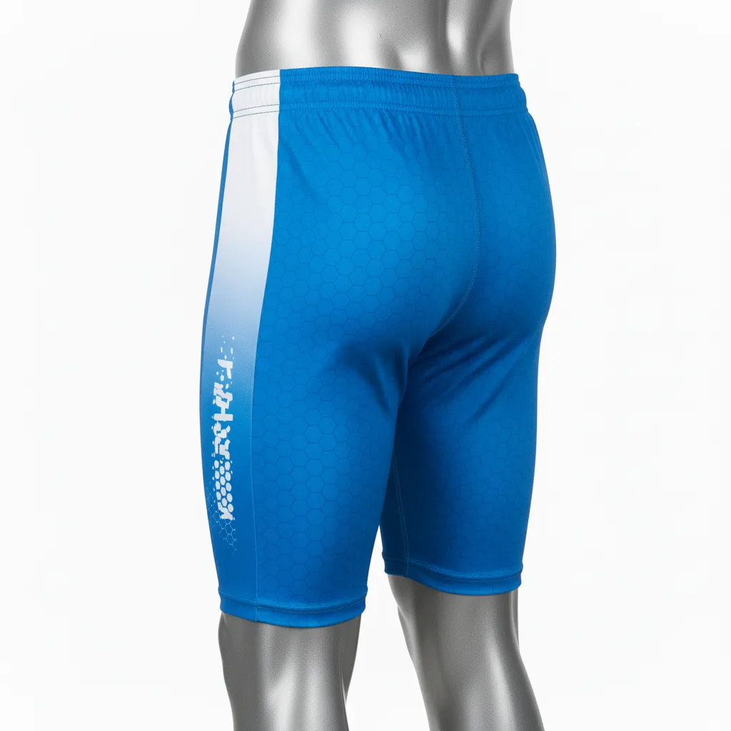 Custom Flag Football 7v7 Compression Shorts - Blue, White - Columbia Carbon - Front View - Kinexa Sportswear