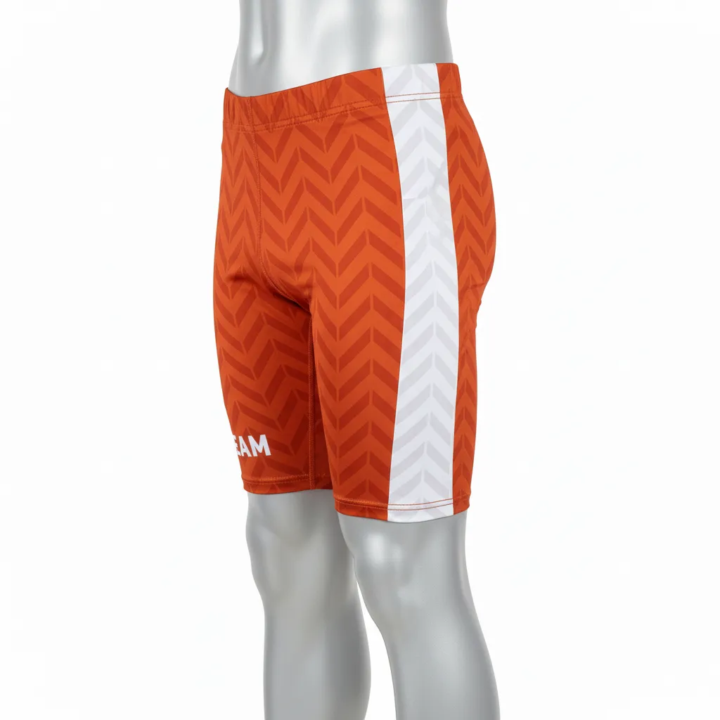 Custom Flag Football 7v7 Compression Shorts - White - Copper Chevron - Side View - Kinexa Sportswear