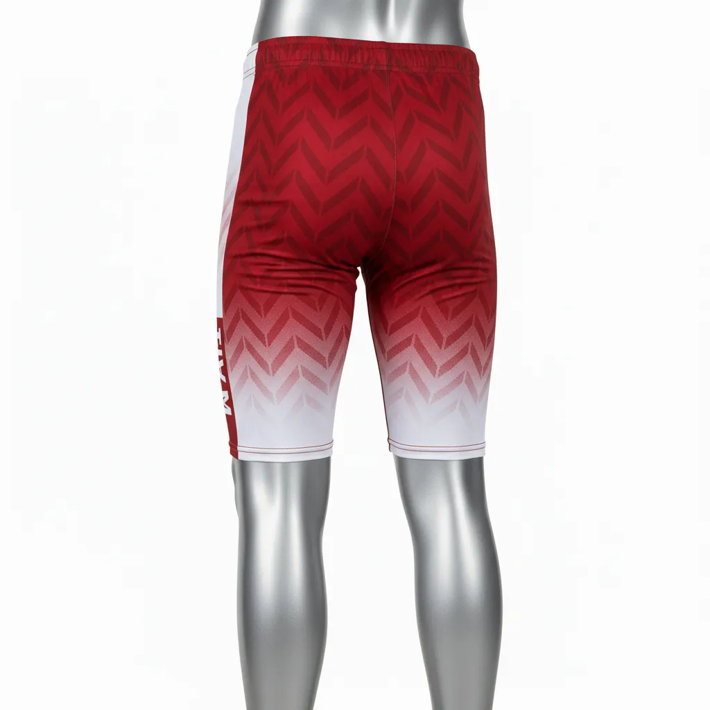 Custom Flag Football 7v7 Compression Shorts - White - Crimson Chevron - Back View - Kinexa Sportswear