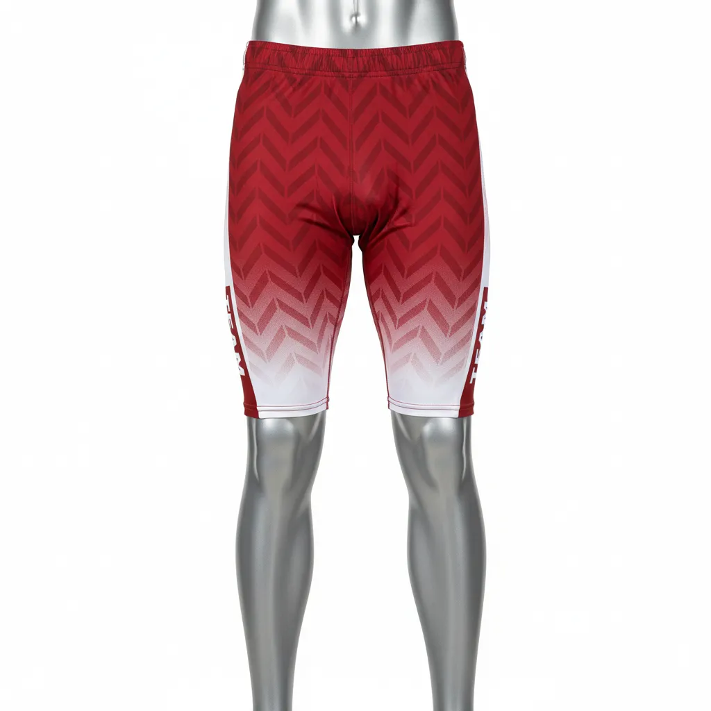 Custom Flag Football 7v7 Compression Shorts - White - Crimson Chevron - Front View - Kinexa Sportswear