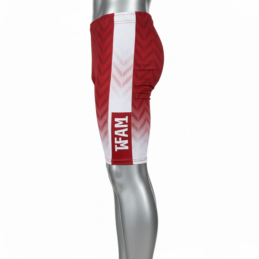Custom Flag Football 7v7 Compression Shorts - White - Crimson Chevron - Side View - Kinexa Sportswear