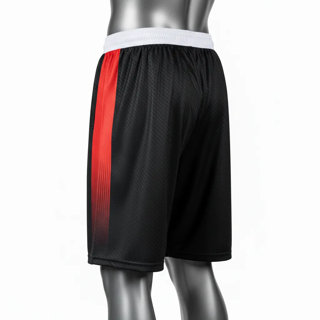 Custom Flag Football Athletic Shorts - Black, Red - Carbon - Back View - Kinexa Sportswear