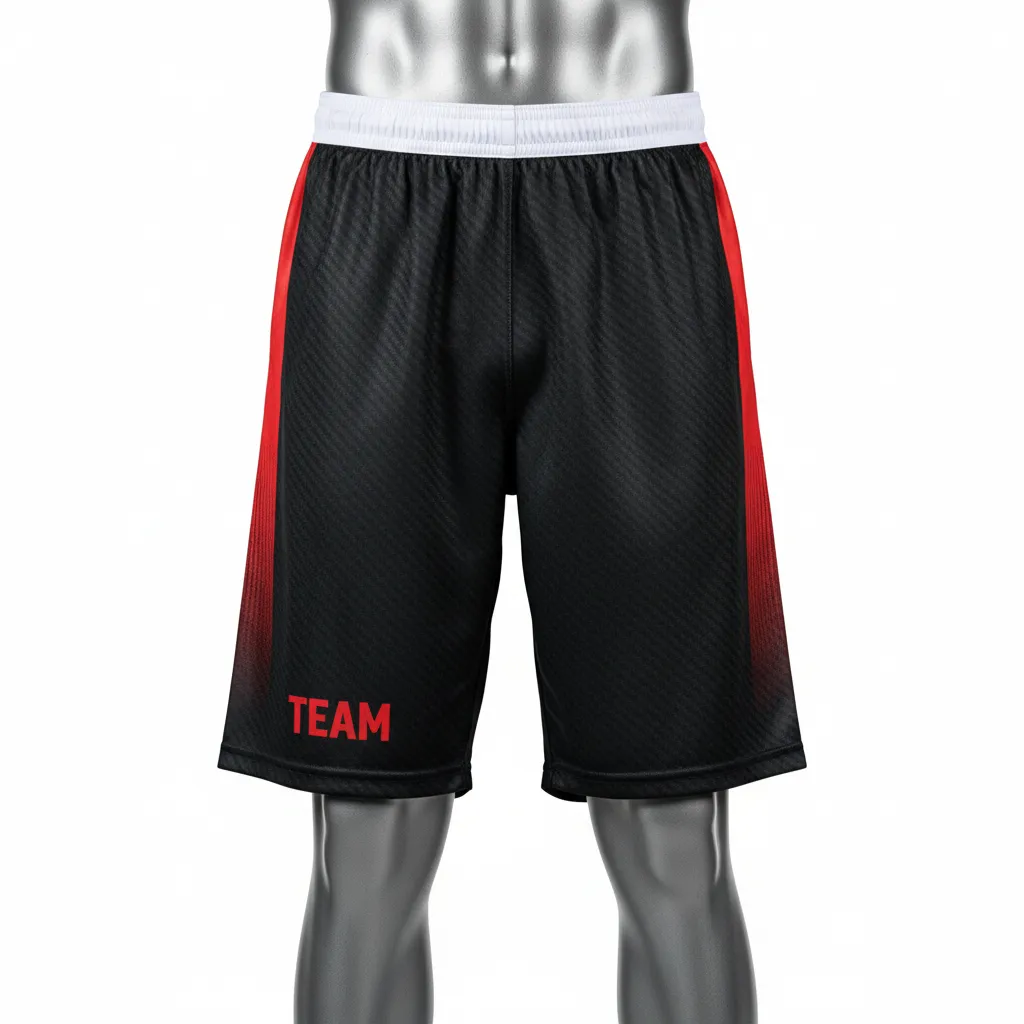 Custom Flag Football Athletic Shorts - Black, Red - Carbon - Front View - Kinexa Sportswear