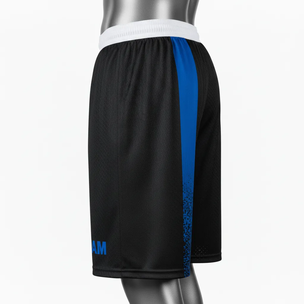 Custom Flag Football Athletic Shorts - Black - Royal Hexagon - Back View - Kinexa Sportswear