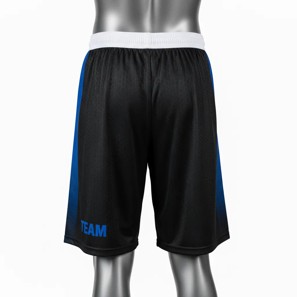 Custom Flag Football Athletic Shorts - Black - Royal Hexagon - Front View - Kinexa Sportswear