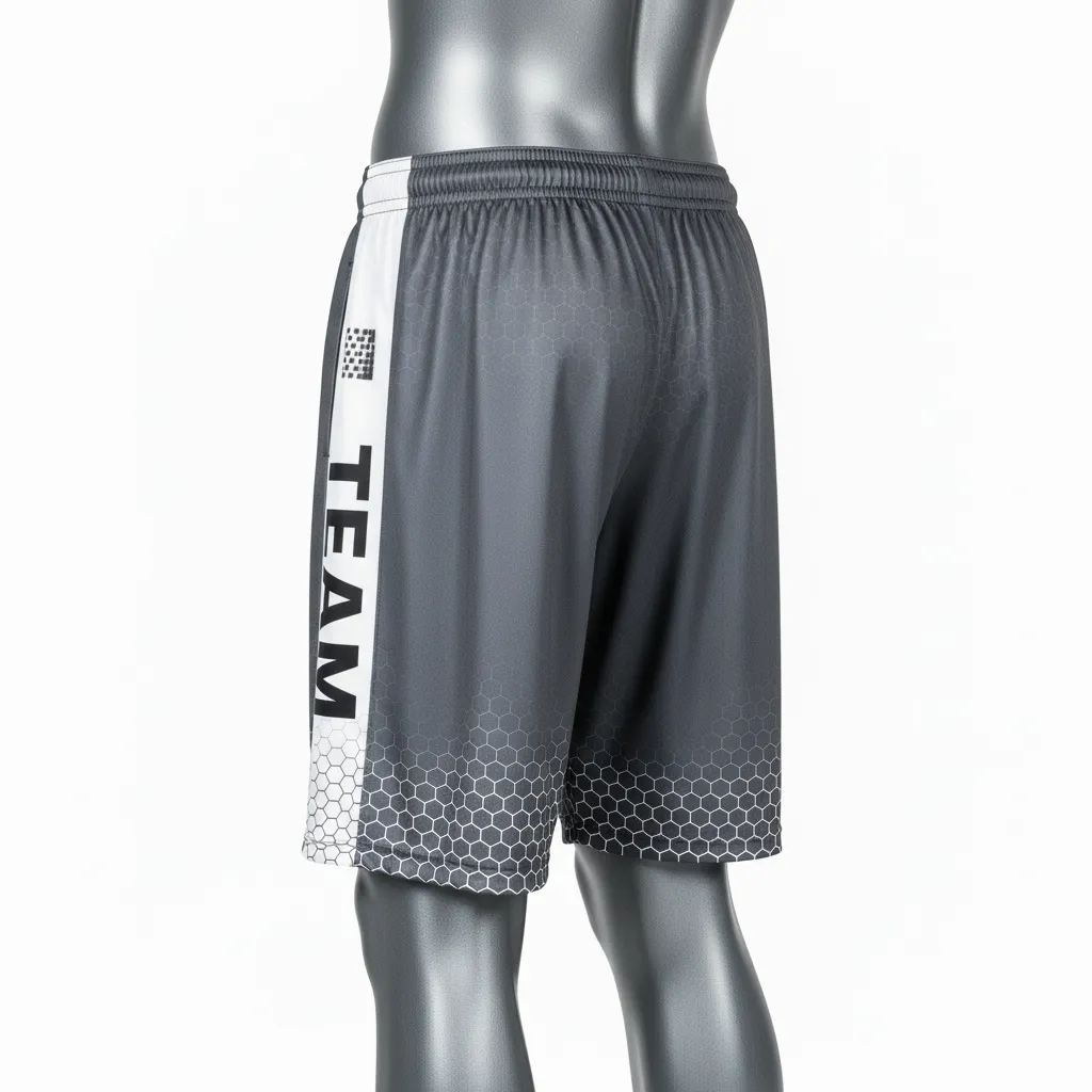 Custom Flag Football Athletic Shorts - Black, White - Hexagon - Back View - Kinexa Sportswear