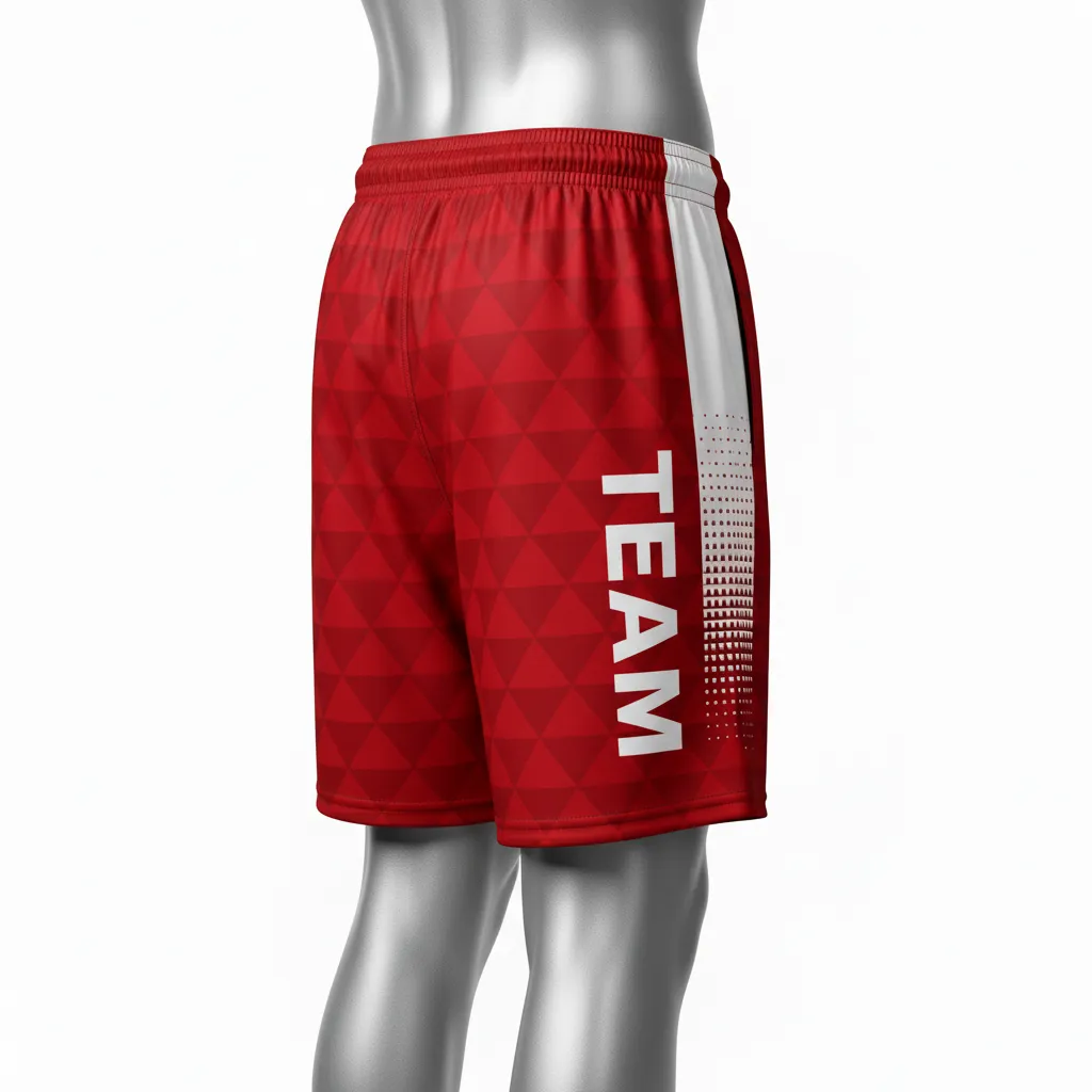 Custom Flag Football Athletic Shorts - White - Cardinal Triangle - Back View - Kinexa Sportswear