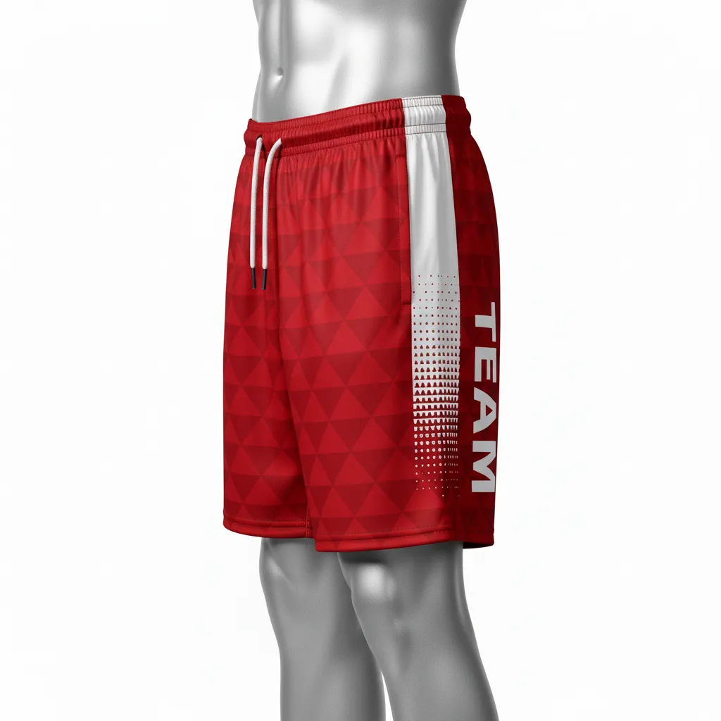 Custom Flag Football Athletic Shorts - White - Cardinal Triangle - Side View - Kinexa Sportswear