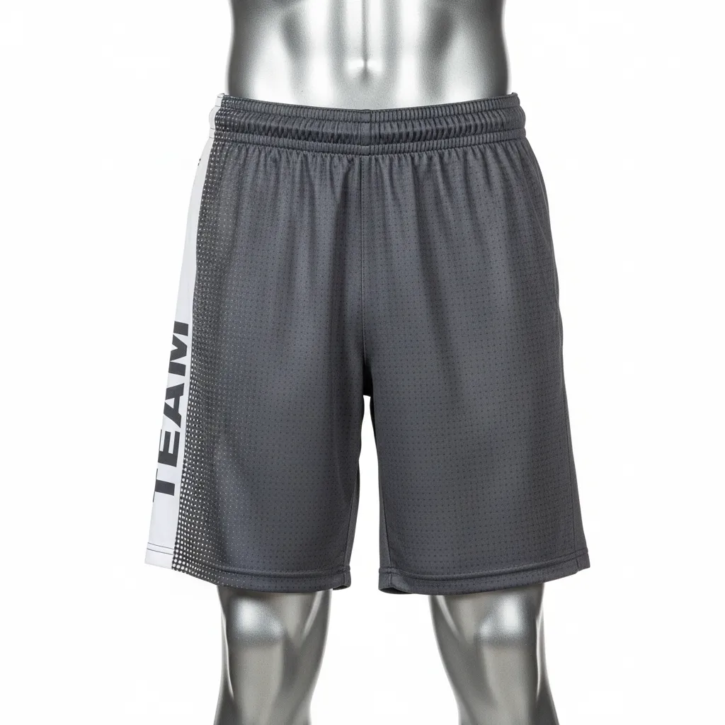 Custom Flag Football Athletic Shorts - White - Charcoal Dot Matrix - Front View - Kinexa Sportswear