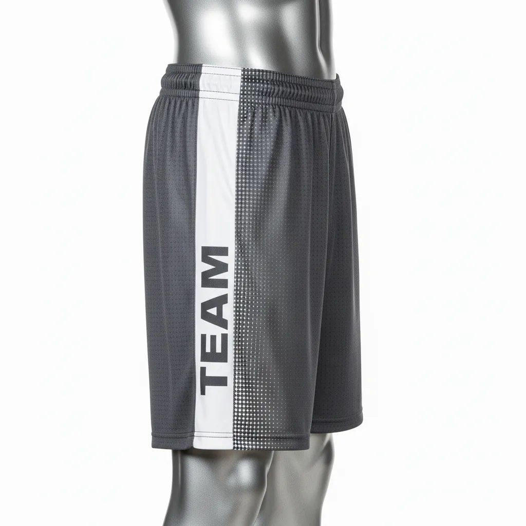 Custom Flag Football Athletic Shorts - White - Charcoal Dot Matrix - Side View - Kinexa Sportswear