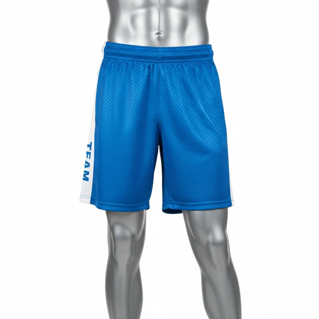 Custom Flag Football Athletic Shorts - Blue, White - Columbia Carbon - Front View - Kinexa Sportswear