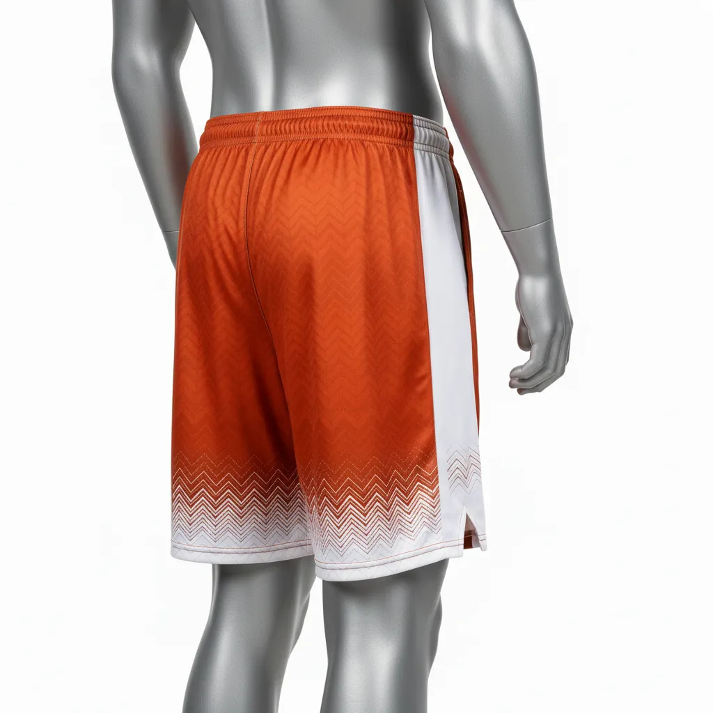 Custom Flag Football Athletic Shorts - White - Copper Chevron - Back View - Kinexa Sportswear