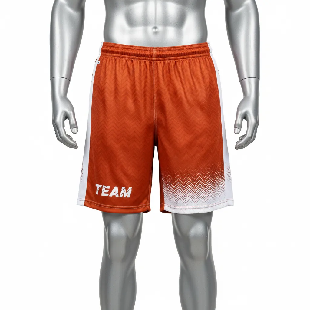 Custom Flag Football Athletic Shorts - White - Copper Chevron - Front View - Kinexa Sportswear