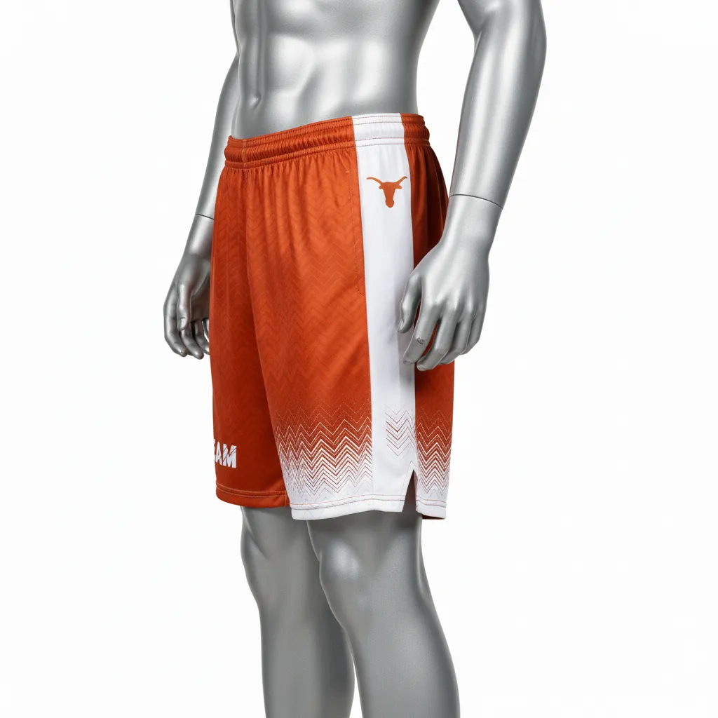 Custom Flag Football Athletic Shorts - White - Copper Chevron - Side View - Kinexa Sportswear