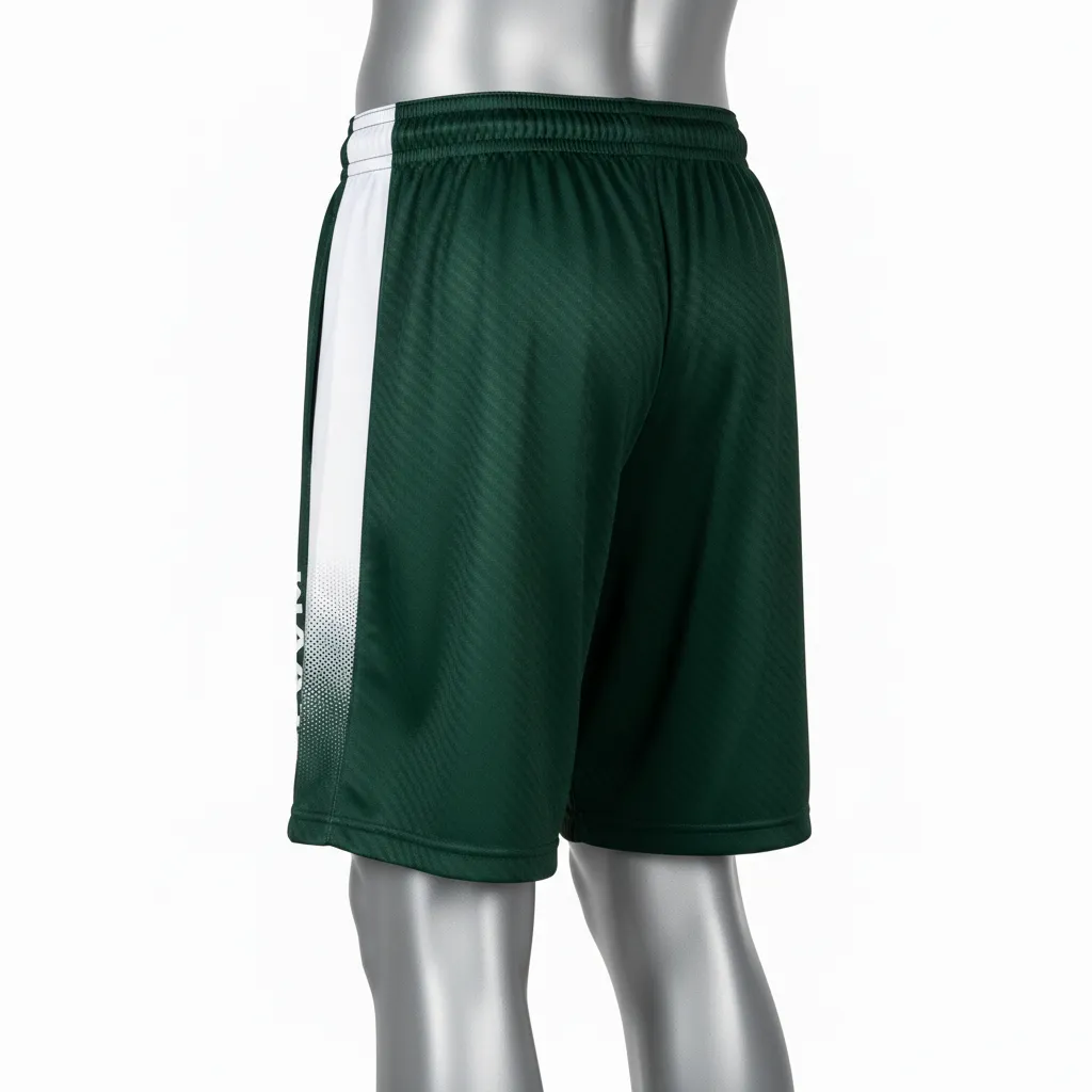 Custom Flag Football Athletic Shorts - Green, White - Dark Carbon - Back View - Kinexa Sportswear
