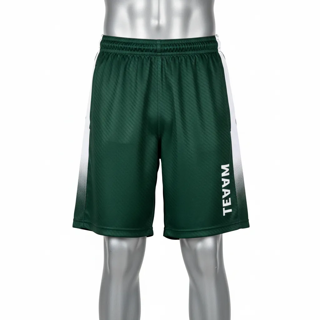 Custom Flag Football Athletic Shorts - Green, White - Dark Carbon - Front View - Kinexa Sportswear