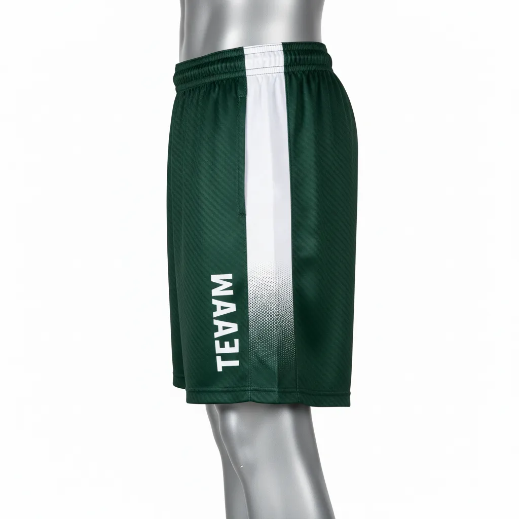 Custom Flag Football Athletic Shorts - Green, White - Dark Carbon - Side View - Kinexa Sportswear