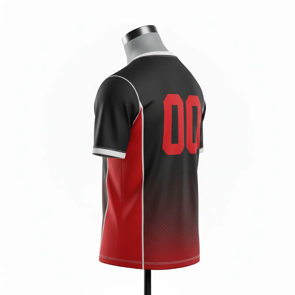 Custom Flag Football Compression Jersey - Black, Red - Carbon - Back View - Kinexa Sportswear