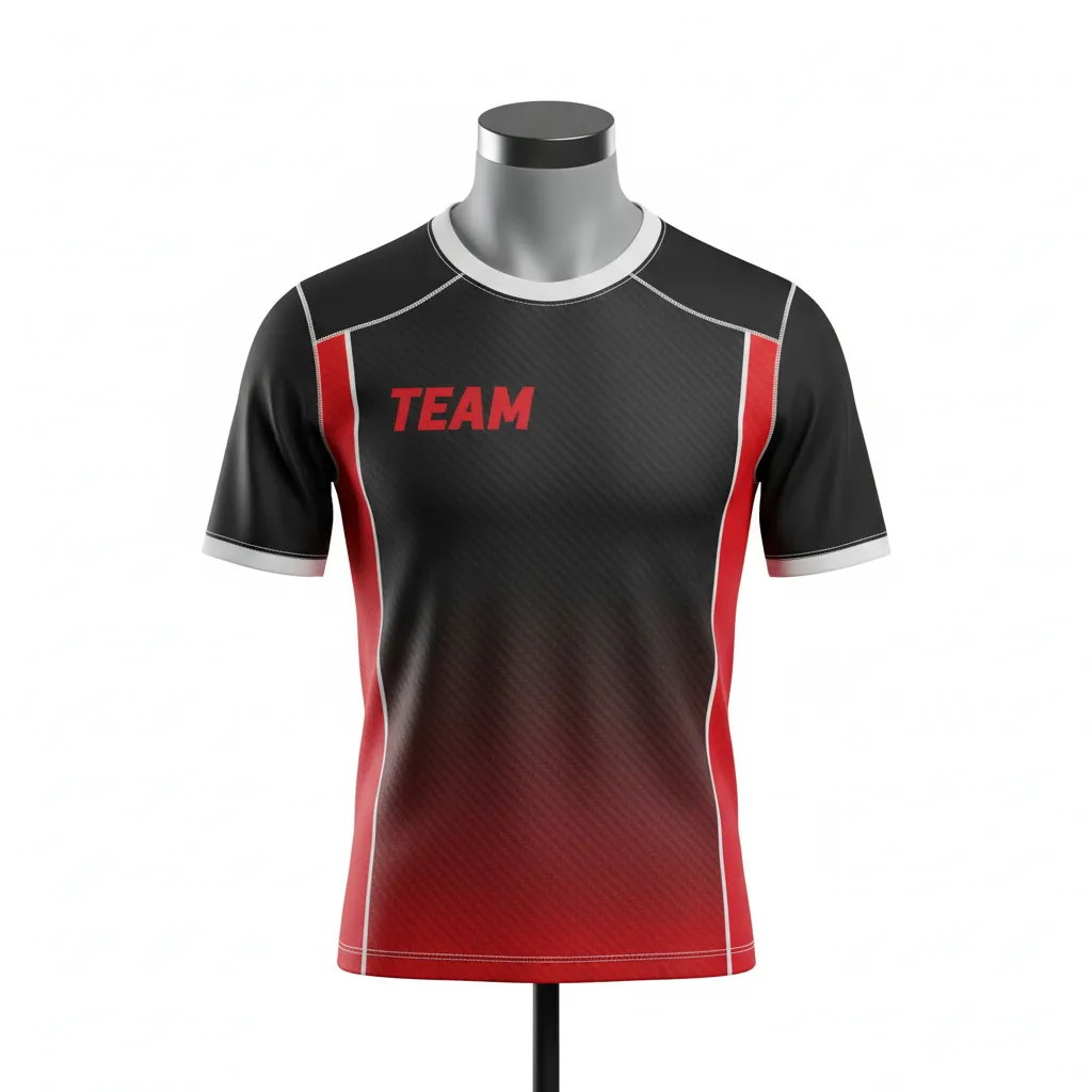 Custom Flag Football Compression Jersey - Black, Red - Carbon - Front View - Kinexa Sportswear
