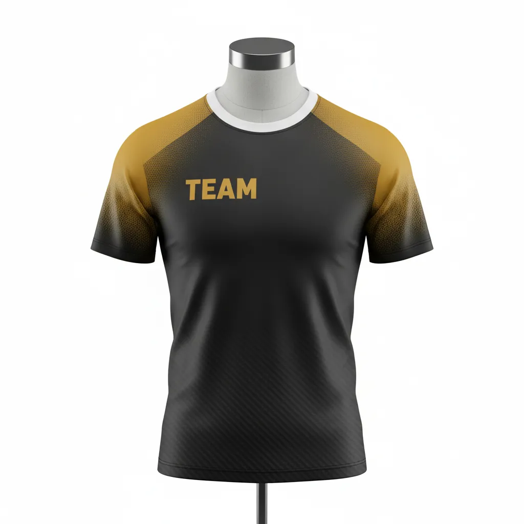Custom Flag Football Compression Jersey - Black, Gold - Vegas Carbon - Front View - Kinexa Sportswear