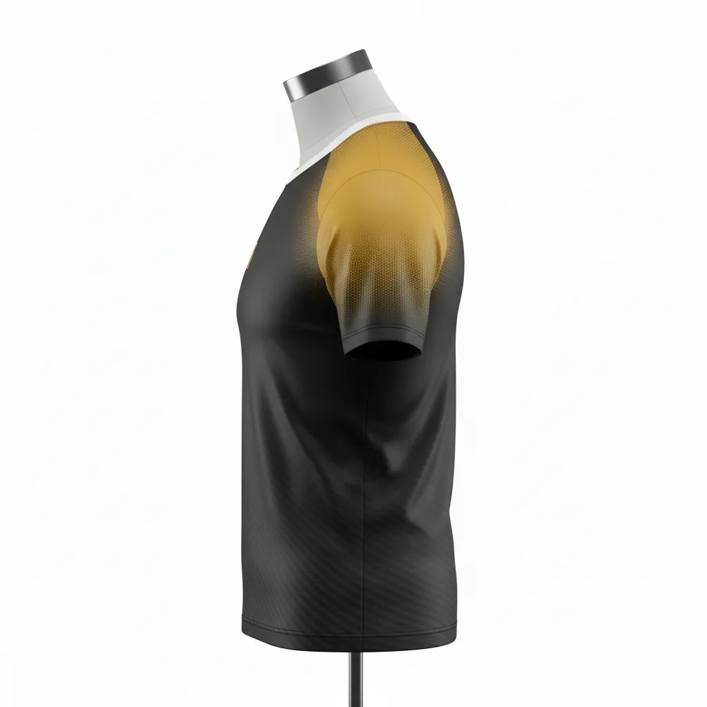 Custom Flag Football Compression Jersey - Black, Gold - Vegas Carbon - Side View - Kinexa Sportswear