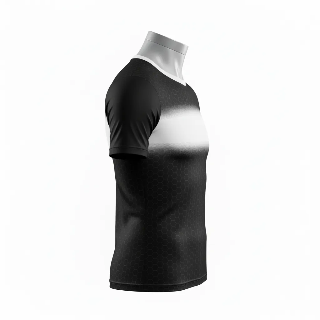 Custom Flag Football Compression Jersey - Black, White - Hexagon - Back View - Kinexa Sportswear