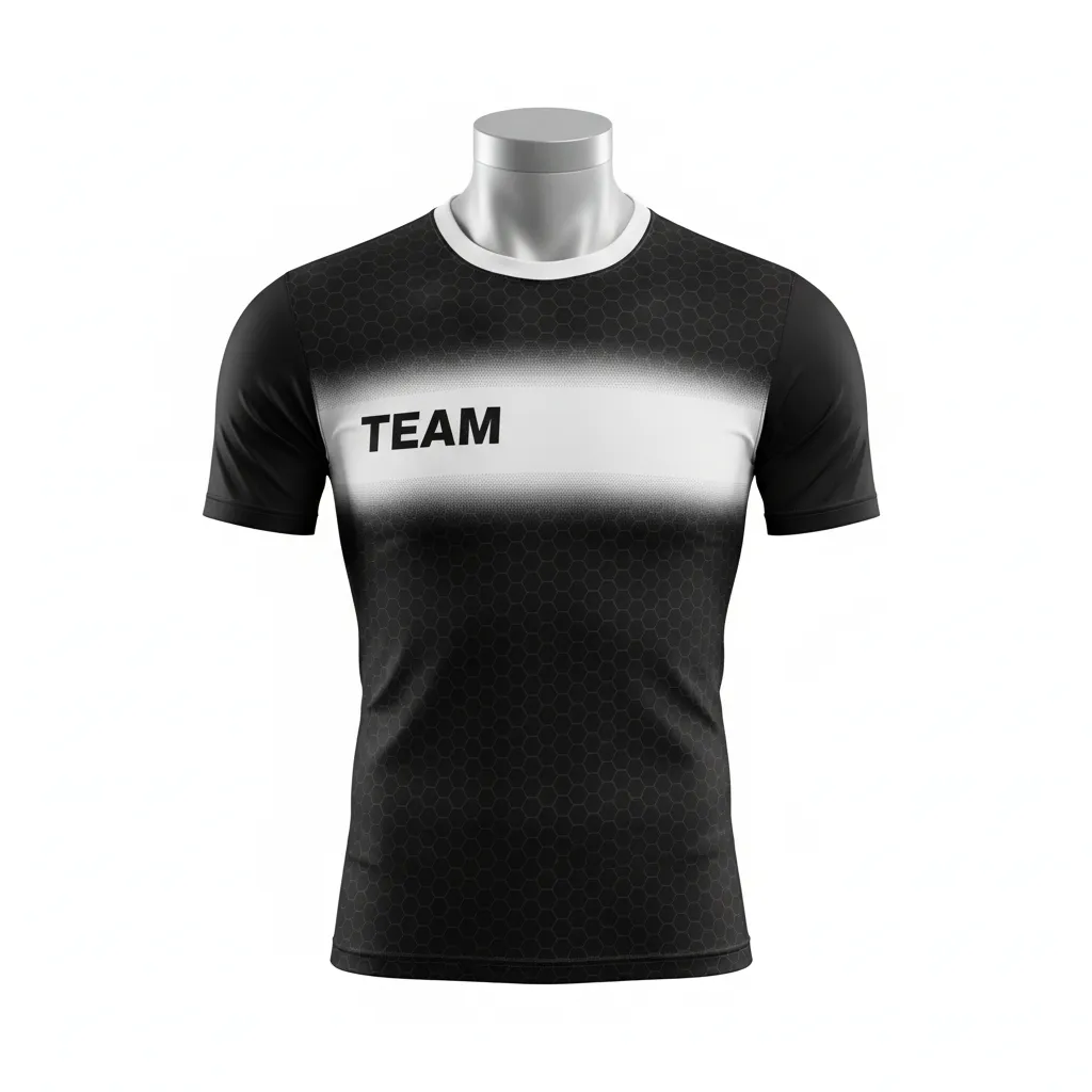Custom Flag Football Compression Jersey - Black, White - Hexagon - Front View - Kinexa Sportswear
