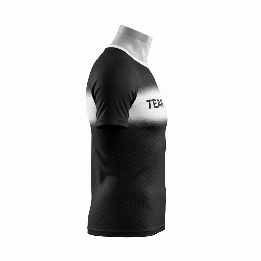Custom Flag Football Compression Jersey - Black, White - Hexagon - Side View - Kinexa Sportswear