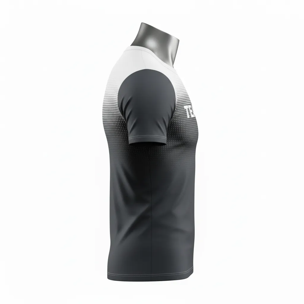 Custom Flag Football Compression Jersey - White - Charcoal Dot Matrix - Side View - Kinexa Sportswear