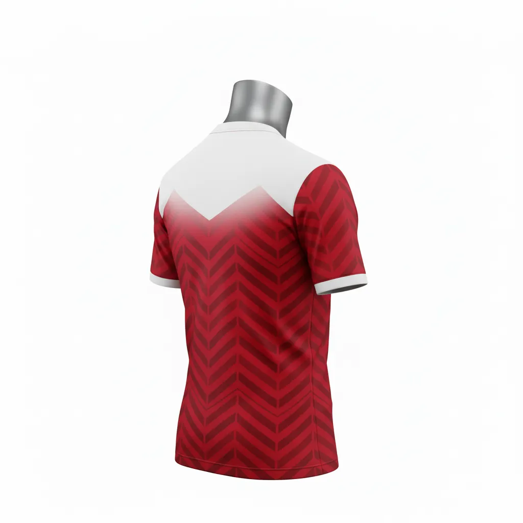 Custom Flag Football Compression Jersey - White - Crimson Chevron - Back View - Kinexa Sportswear